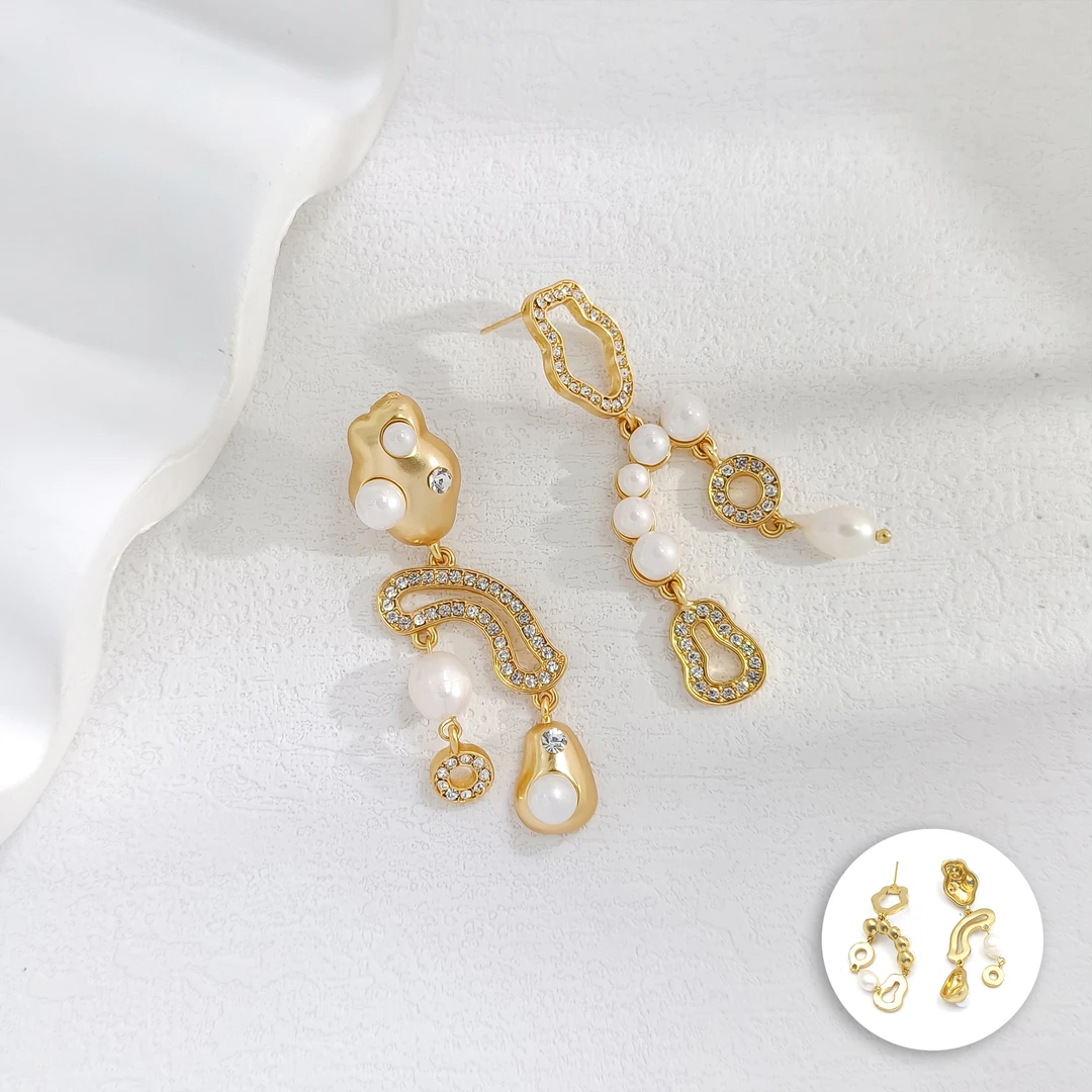 铜合金合成锆石耳饰 WMDE-006562【秋水伊人】耳饰简约小众简约