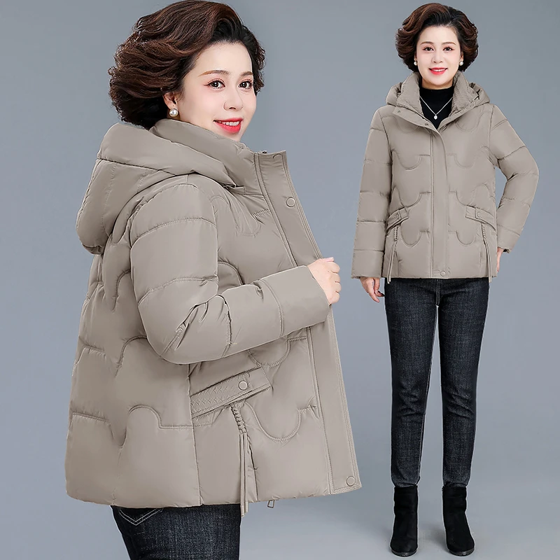 中年妈妈冬装羽绒棉服短款外套2024新款中老年棉衣女秋冬上衣棉袄