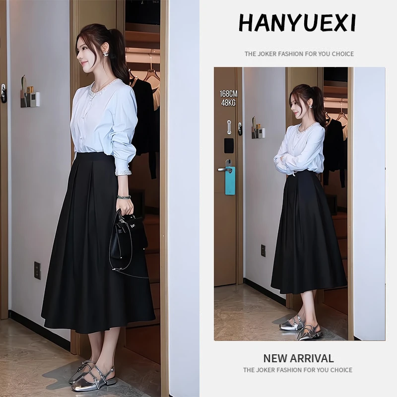 夏季一整套女装2025年新款韩版休闲气质减龄长袖上衣半身裙两件套