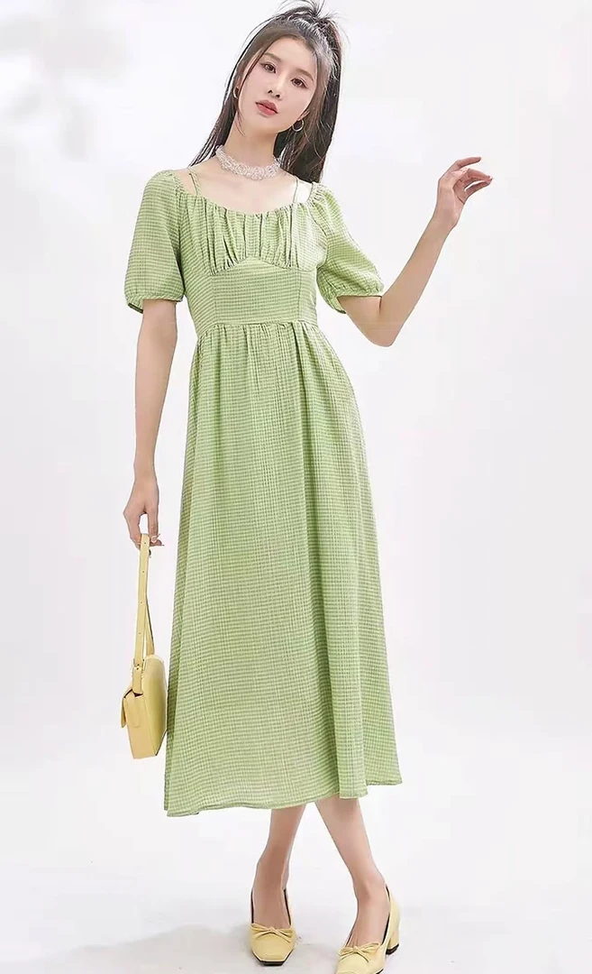 【YZ•衣系列】NN212-时尚女装设计感新款连衣裙法式收腰气质显瘦