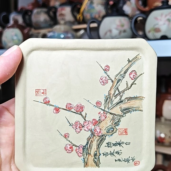 建水紫陶刻绘复烧壶丞