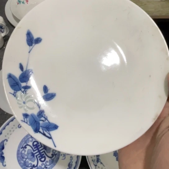 瓷片陶瓷6英寸青花玲珑手绘
