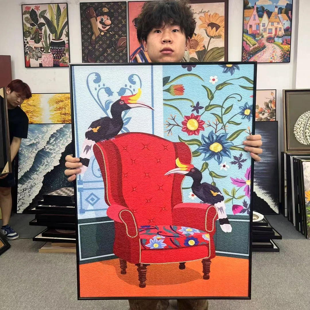现代小众马蒂斯红沙发客厅装饰画沙发背景墙艺术高级感挂画6080