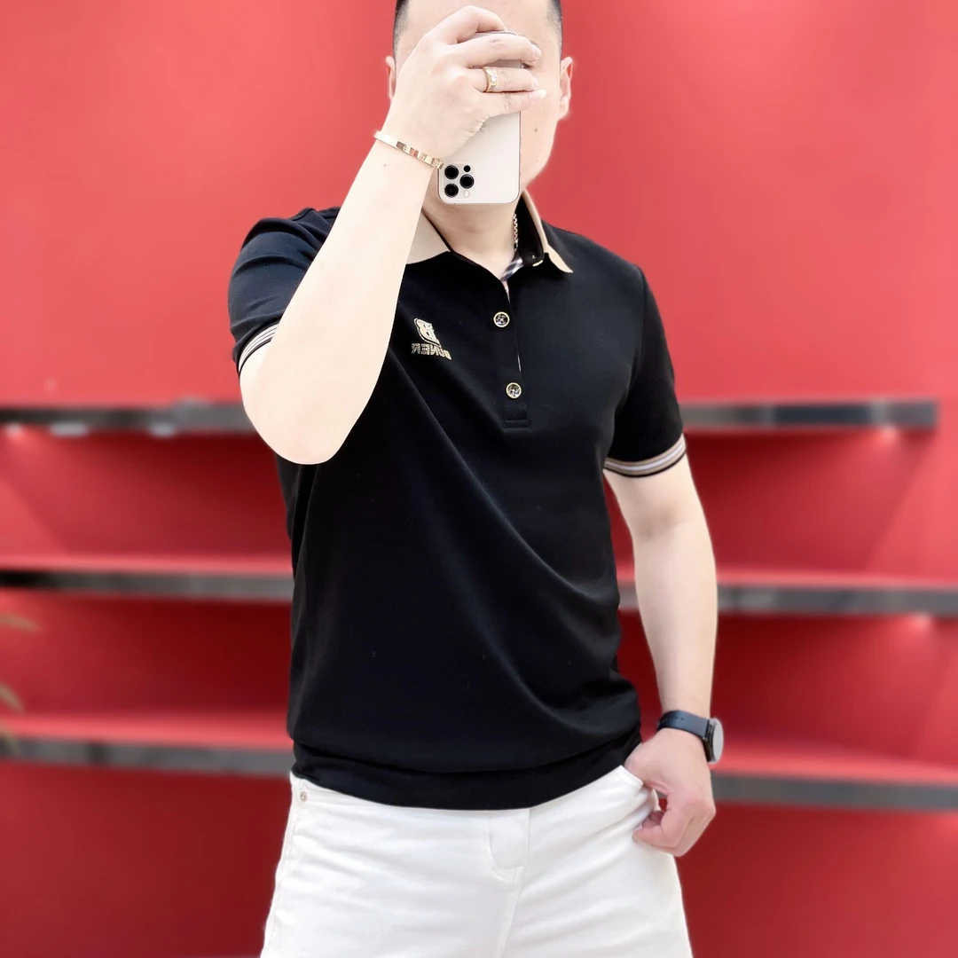 2025男夏季新款百搭时尚男士翻领Polo衫商务修身轻奢t恤翻领半袖