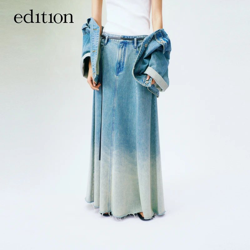 【商场同款】edition夏新款洗水渐变牛仔长半裙#EBD2SKT001