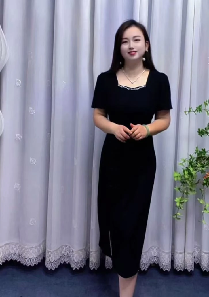 大码连衣裙女2025夏季新款胖mm遮肚显瘦改良新中式国风开叉旗袍裙