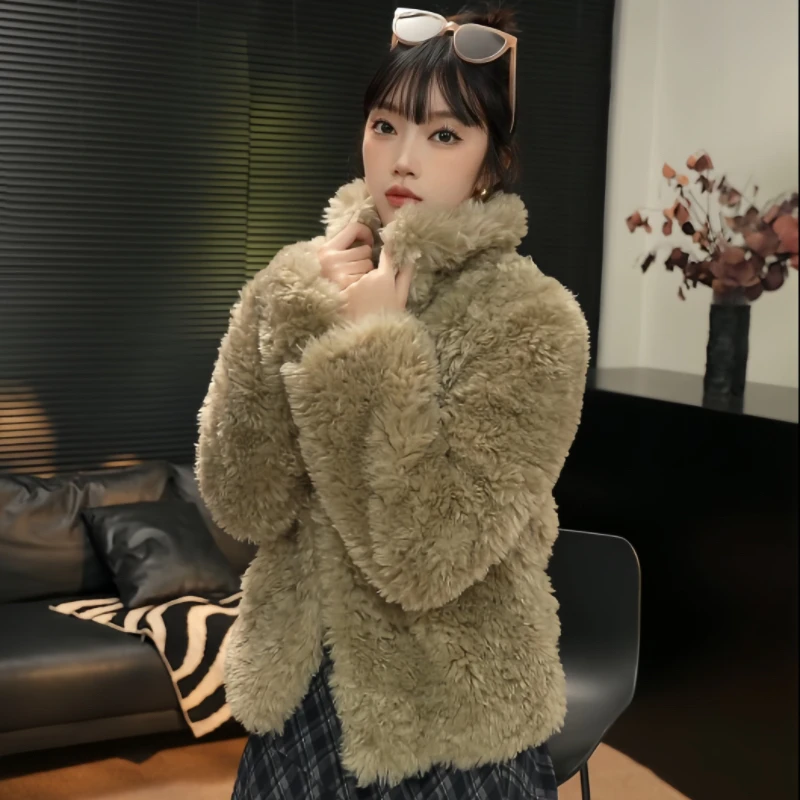 2%Moozza【经典慵懒】港潮毛绒加厚百搭外套 时尚新款外套YU9101