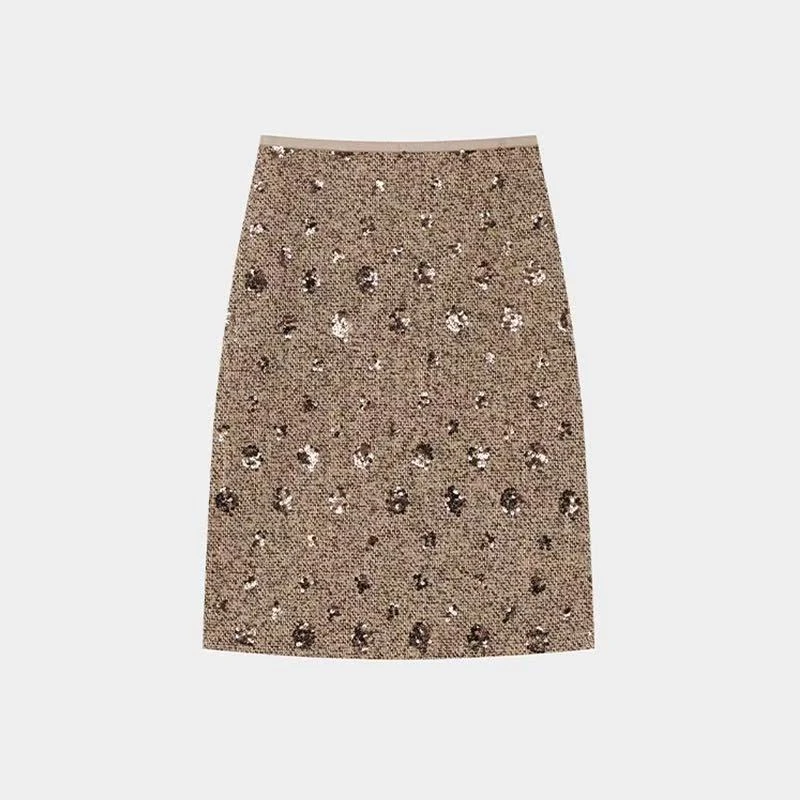 G轻奢重工复古港风亮片花朵显瘦气质法式半裙5521