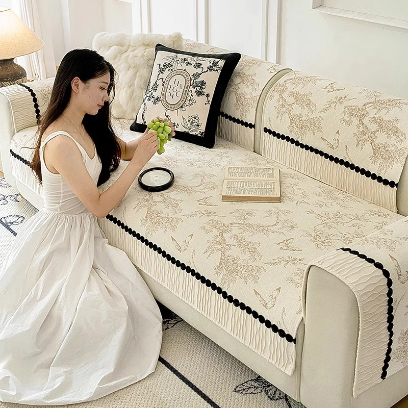法式高级感沙发垫四季通用2025新款复古皮沙发套罩防滑坐垫盖布巾
