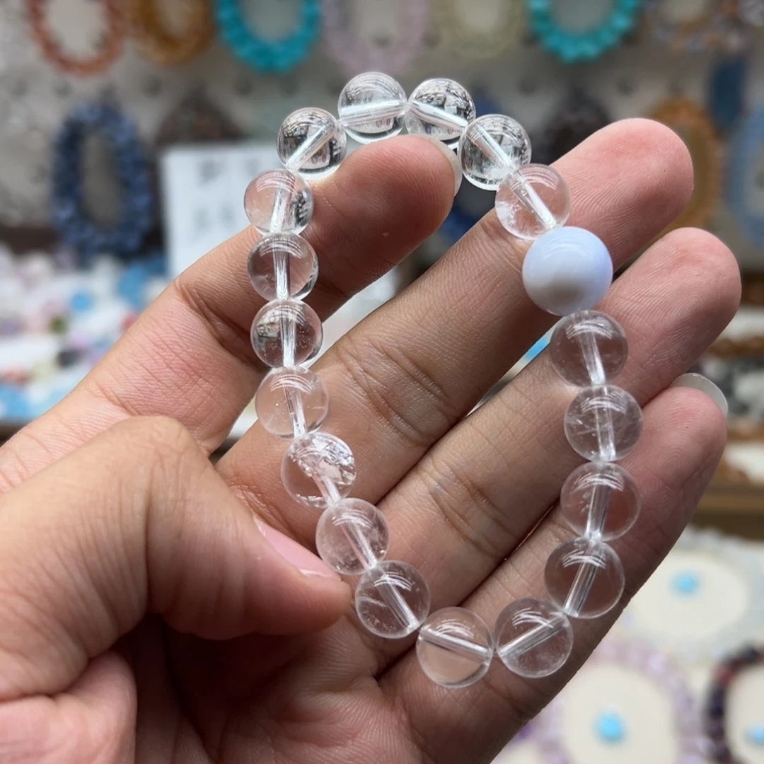 未镶嵌水晶手链白水晶蓝纹玛瑙