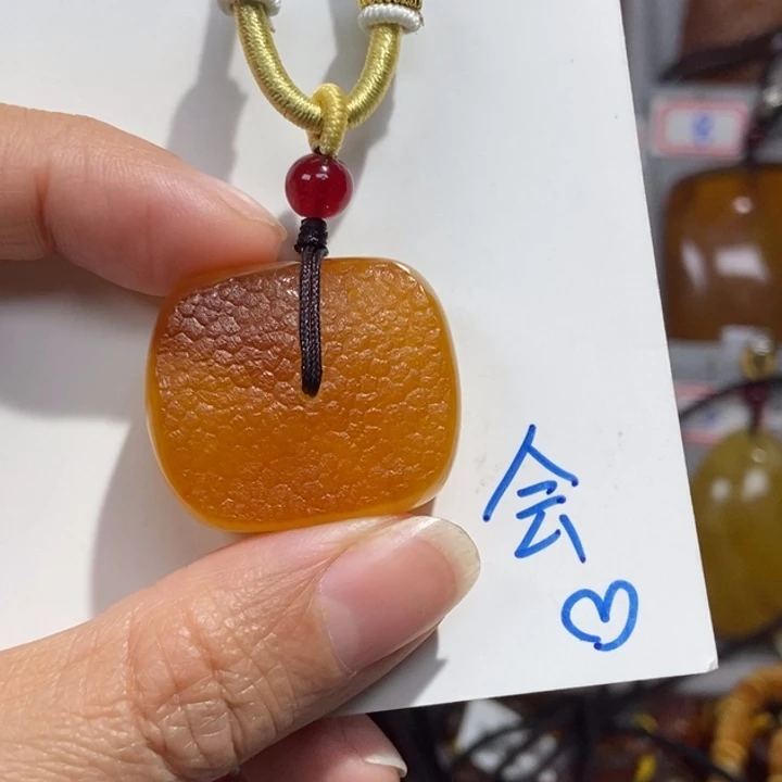 定制琥珀未镶嵌睡*琥珀蜜蜡吊坠项链