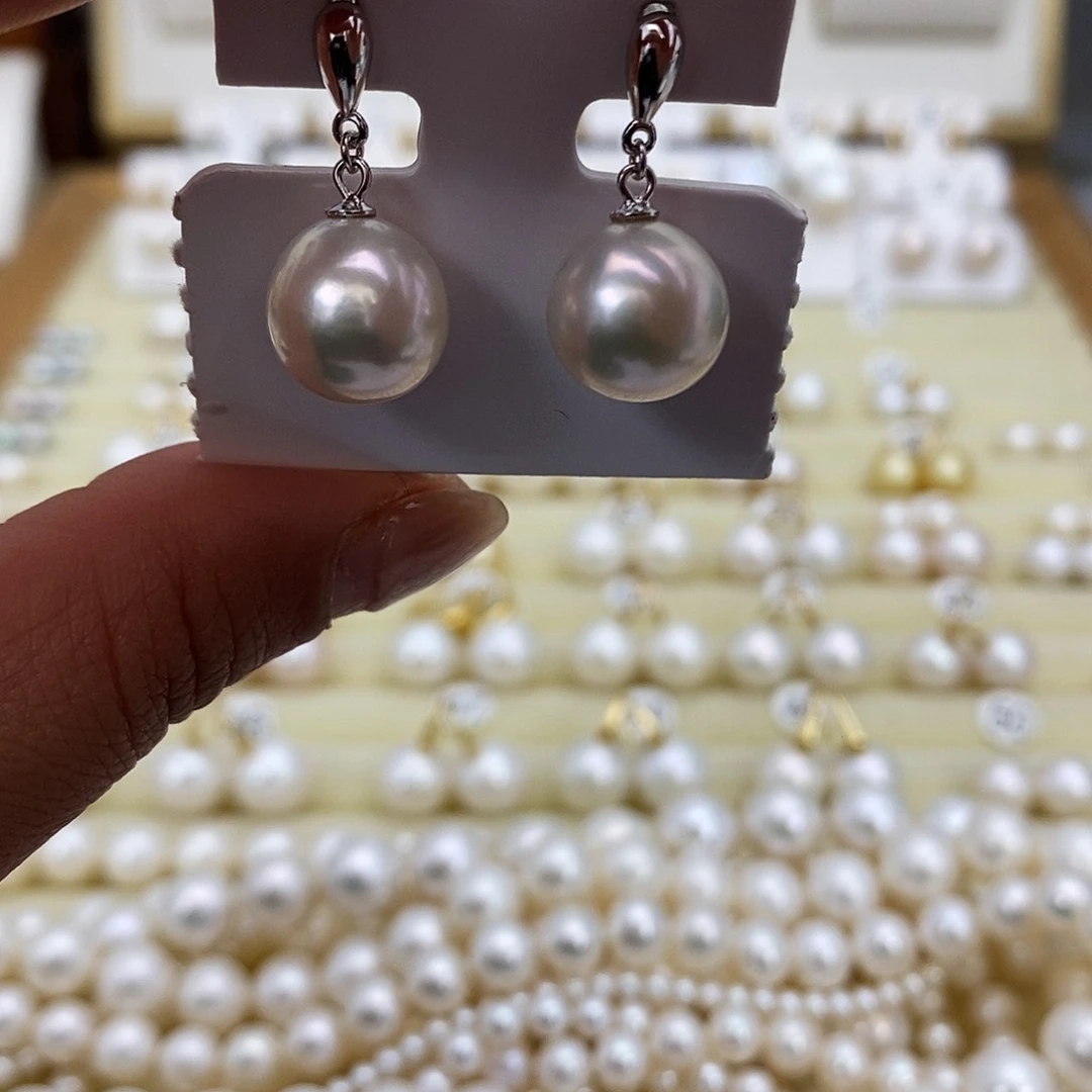 淡水珍珠耳饰银S925镶嵌