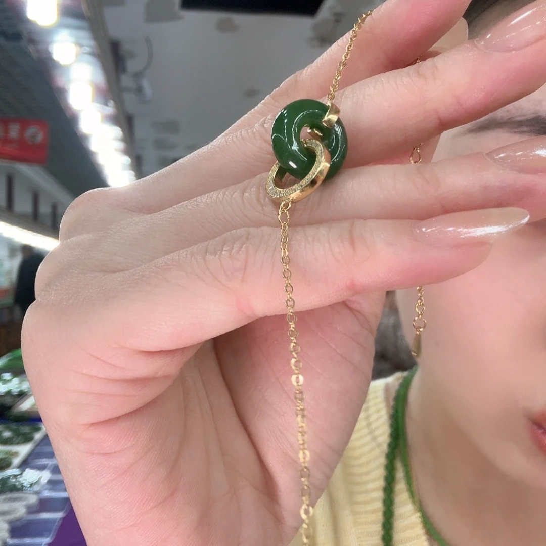 和田玉手链银S925镶嵌