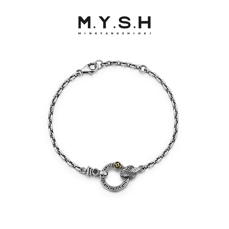 925银手链 MYSH 3d立体灵蛇圆环手链蛇年本命年个性高级手饰礼物
