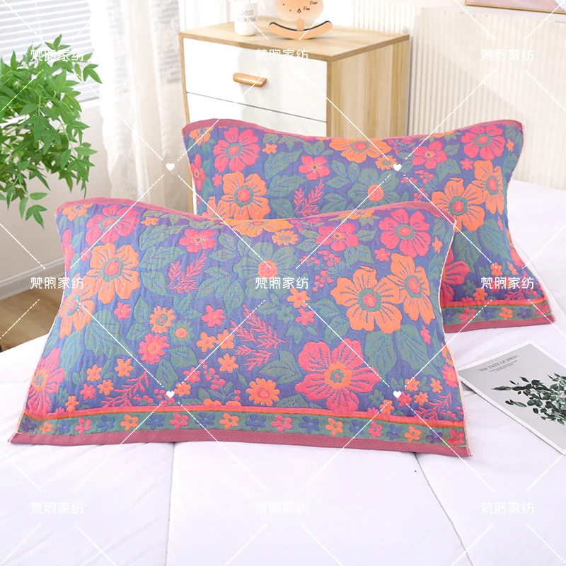 【枕巾一对装】中国风纱布枕巾盖巾双面通用柔软加大不掉色防污