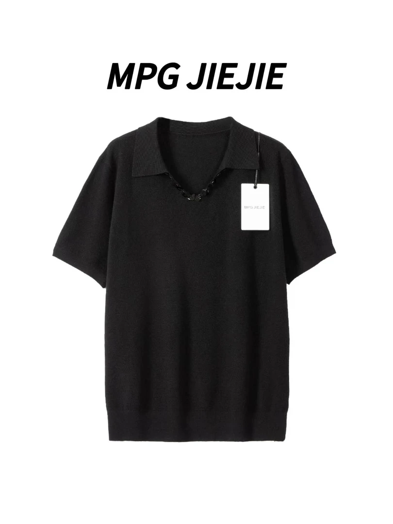 MPG JIEJIE【势不可挡】早秋大码翻领针织短袖衬衣