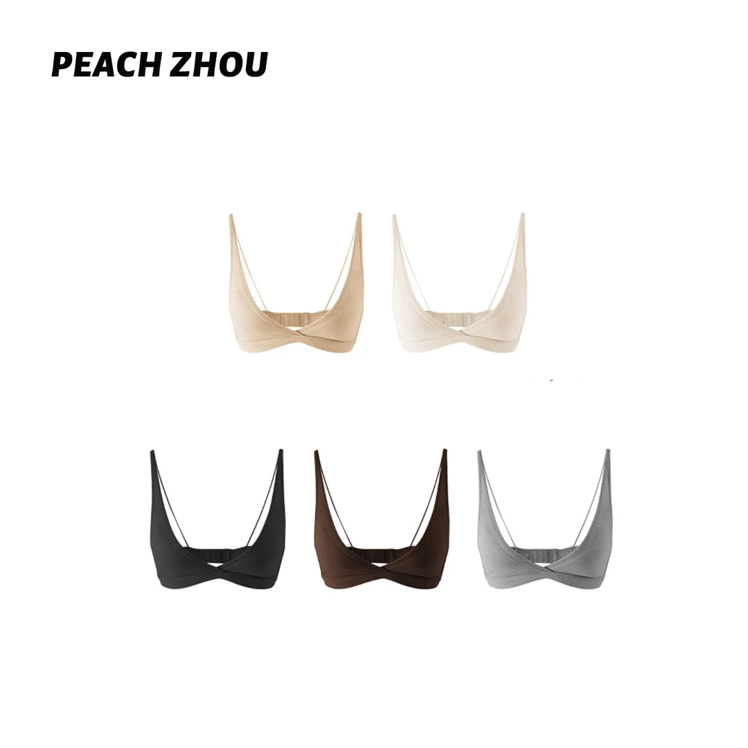 『PEACHZHOU』蛋白慕斯绒法式三角固定杯无钢圈高弹舒适打底内衣