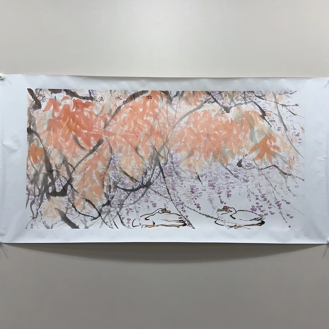 国画蓝凡武写意大白鹅作品140✖️70