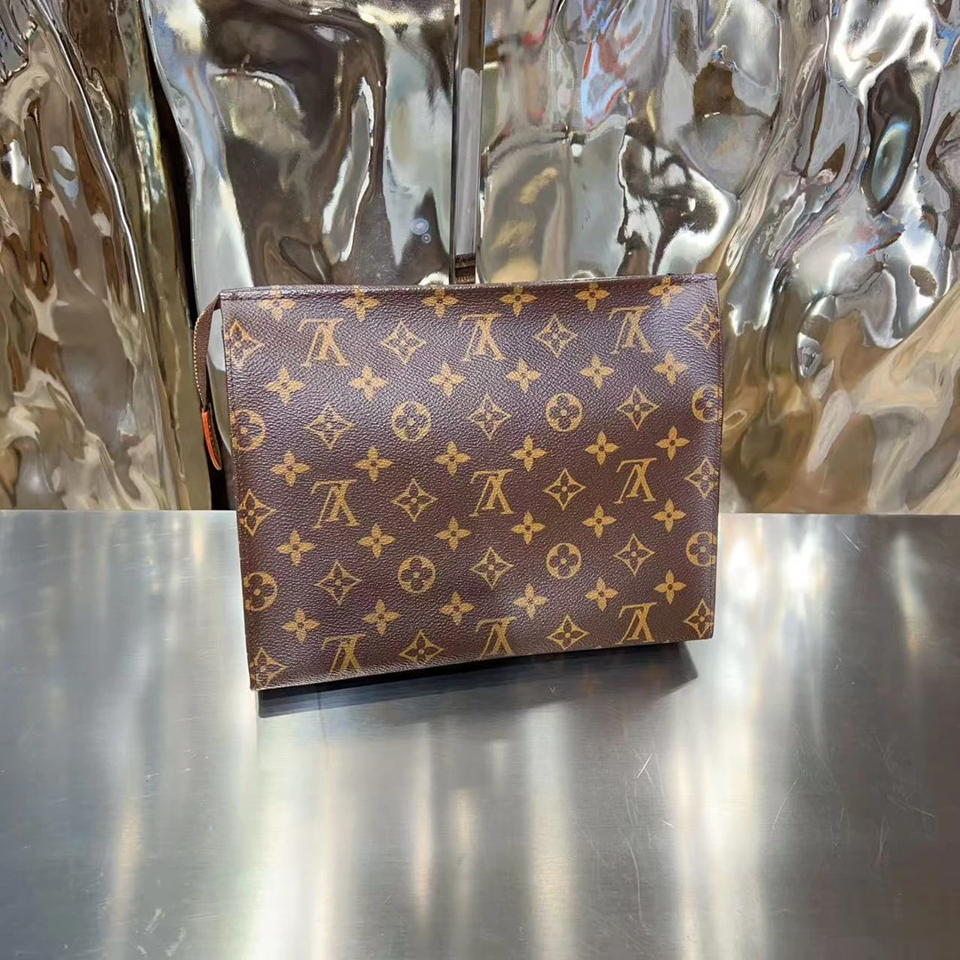 95新 LouisVuitton/路易威登 lv 棕色老花 洗漱 手提包