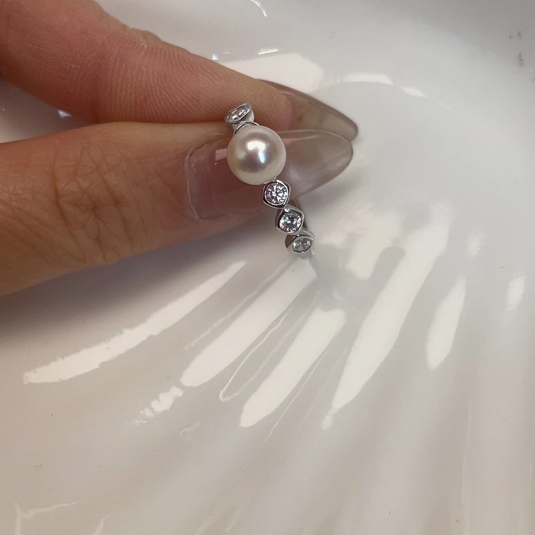 海水珍珠银S925镶嵌戒指