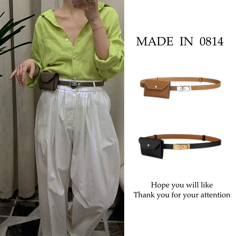 MADEIN0814新款时髦真皮两用可拆卸皮带腰包