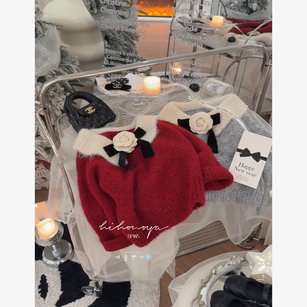 【山茶花】九Hihoniya~2025冬亲子法式小香风山慵懒温柔毛衣