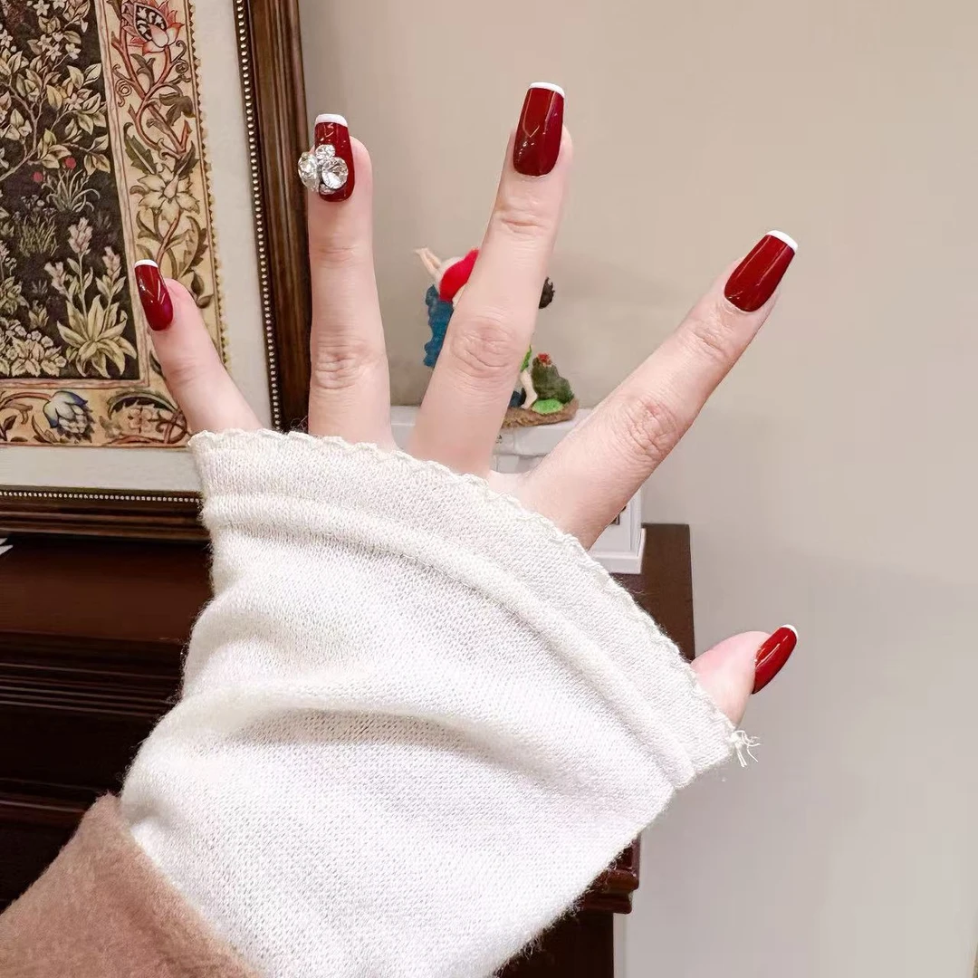 哥本哈根 12指！独家纯手工亮钻穿戴甲 法式车厘子 红车黑车双色入