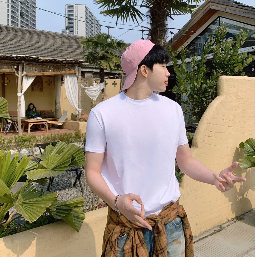 SECOND S2025正肩显肩宽2分袖纯色T恤