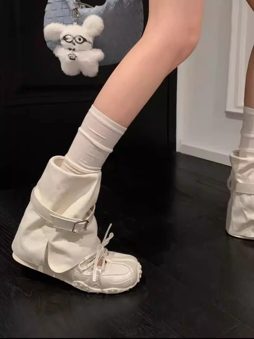 裤管厚底德训鞋女款2025新款夏季休闲阿甘玛丽珍单鞋运动凉靴短靴