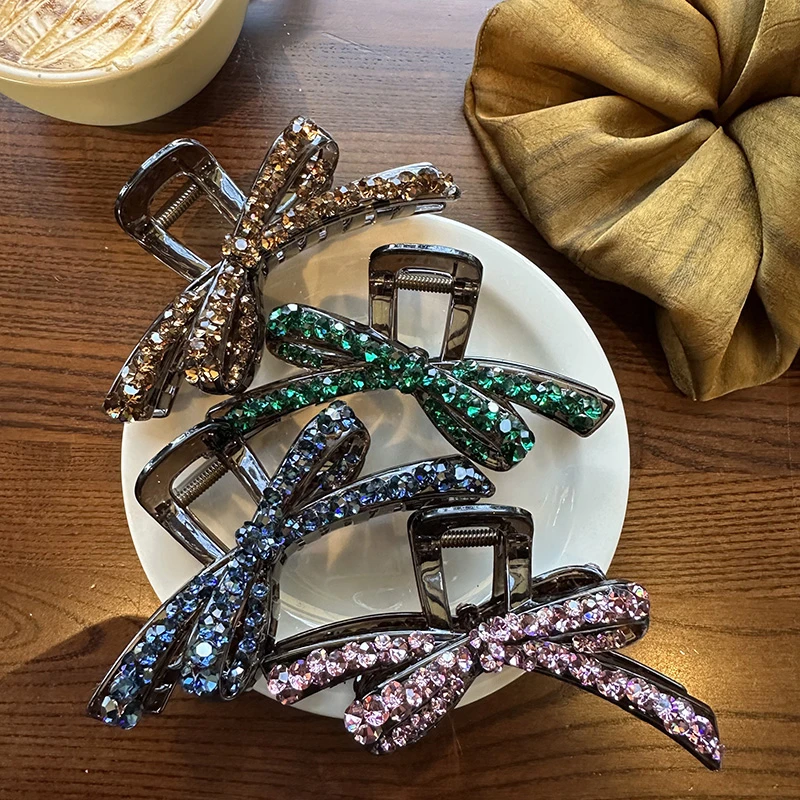 ins韩版百搭复古千金风精致时尚发夹边夹抓夹大抓夹鲨鱼夹钻钻