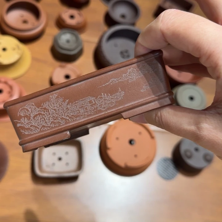 紫砂花盆半手工制作