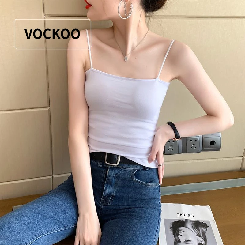 VOCKOO白色吊带背心女内搭春夏新款外穿纯棉设计感小众性感美背打
