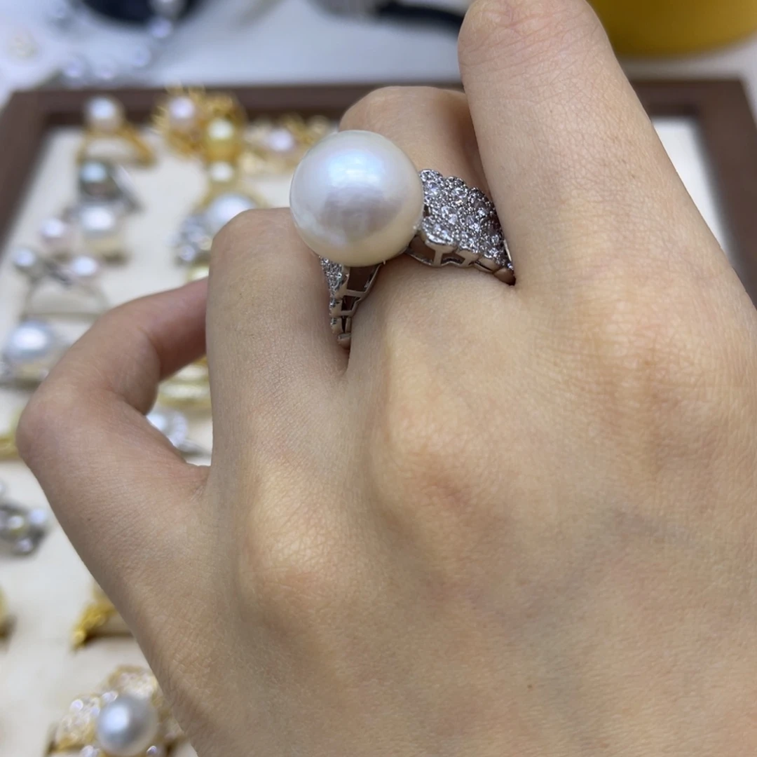 淡水珍珠银S925镶嵌戒指