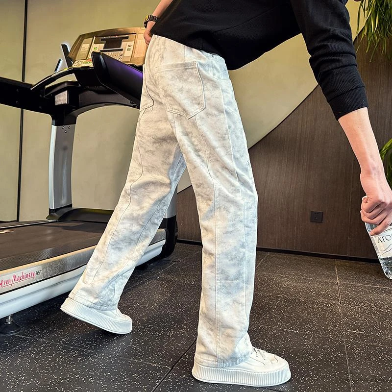 潮牌时尚高街复古宽松弹力牛仔裤男2025年秋季痞帅百搭男款休闲裤