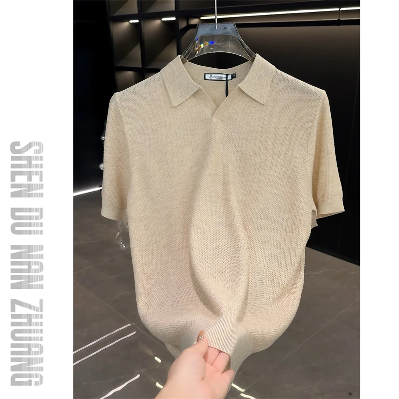 ｜羊毛·莱赛尔｜早秋燕麦色海鸥领男士针织衫Polo衫3602