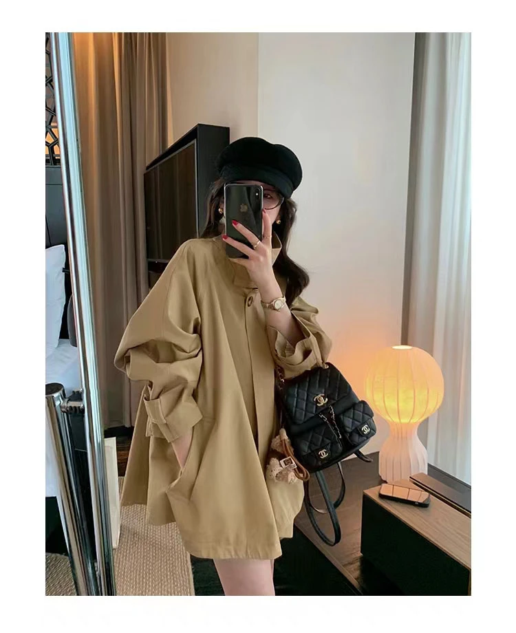 【邂逅巴黎】小个子短款斗篷风衣女宽松时尚气质INS显瘦立领外套