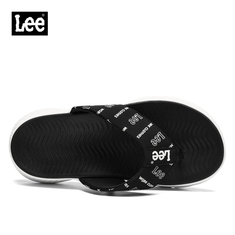 Lee凉拖夏男时尚软底潮流人字拖厚底沙滩休闲户外黑色L242MF195H