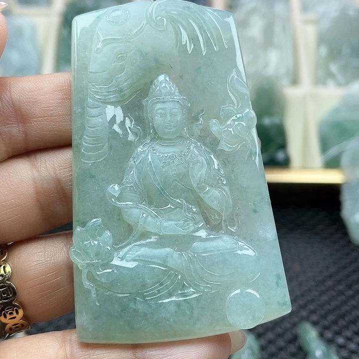 颈饰未镶嵌翡翠天然翡翠A货普贤菩萨