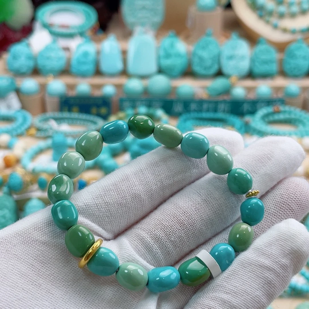 绿松石18K金镶嵌珠宝奇石