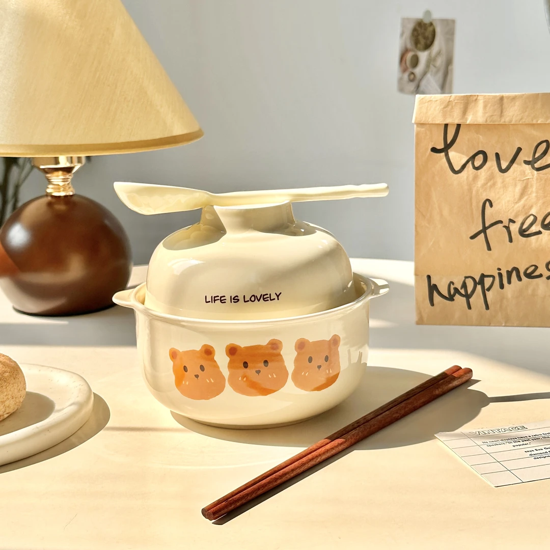 网红陶瓷泡面碗宿舍学生双耳面碗家用高颜值螺蛳粉