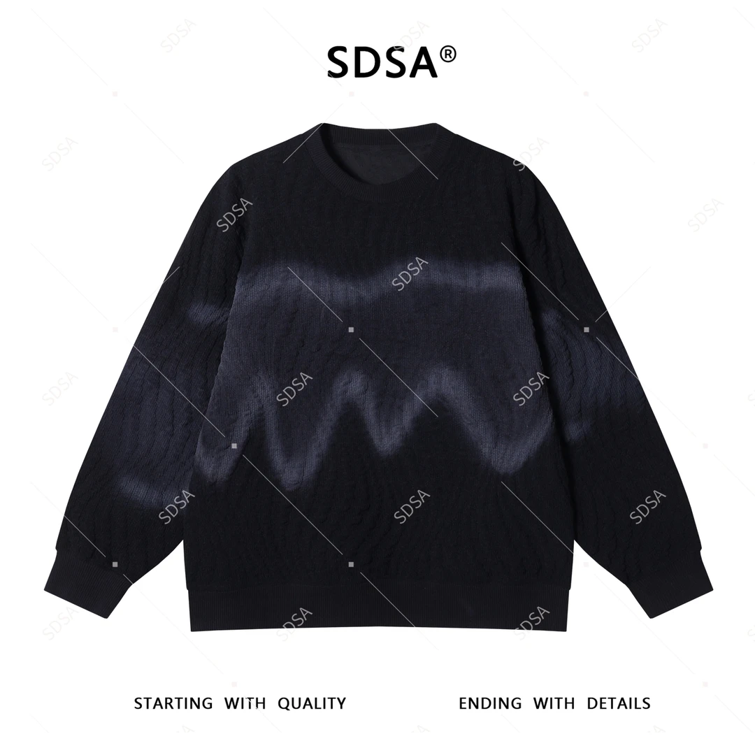 SDSA秋季新款男士痞帅潮牌撞色简约立体套头圆领卫衣轻奢宽松上衣