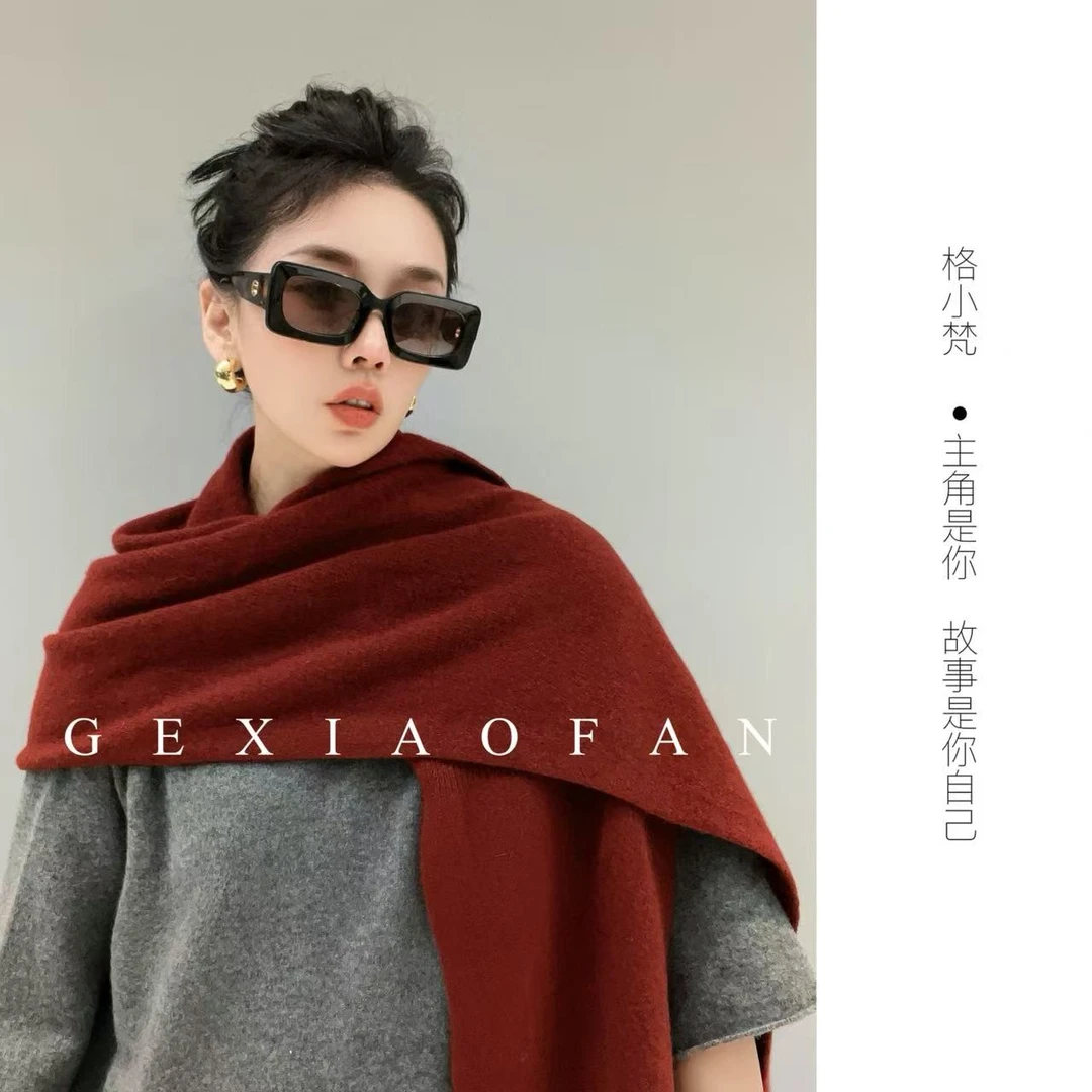 格小梵·设计师不规则全羊毛围巾高品质时尚澳毛大披肩保暖围脖