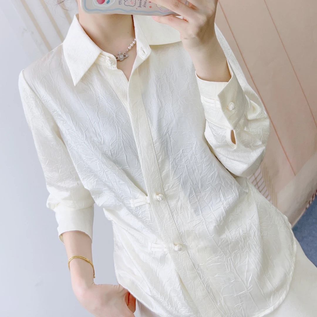 038柜时尚垂坠感丝滑气质百搭通勤长袖显瘦小衫S038/GJ