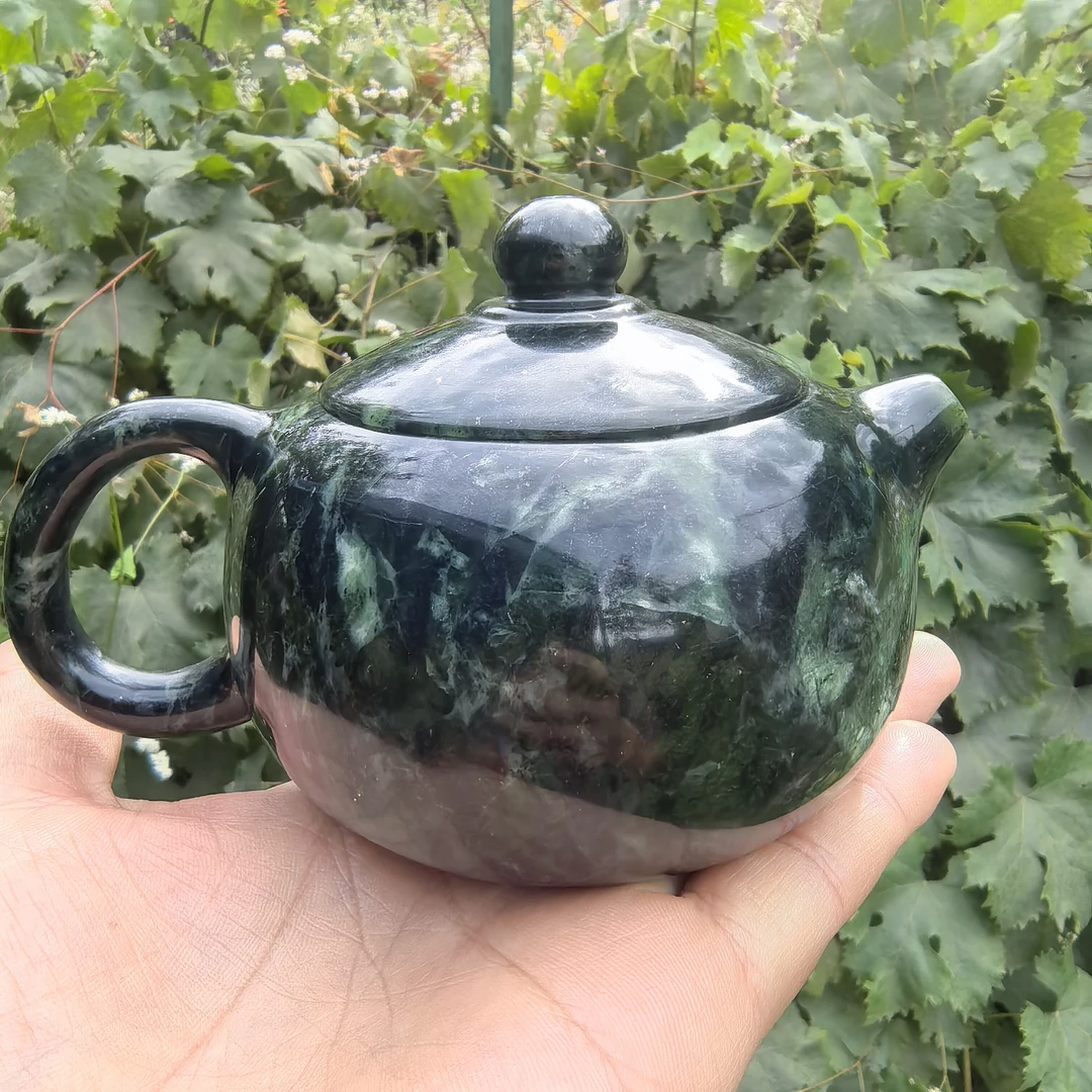天然药王石茶壶泡茶壶家用高端黑包公藏玉茶壶茶具