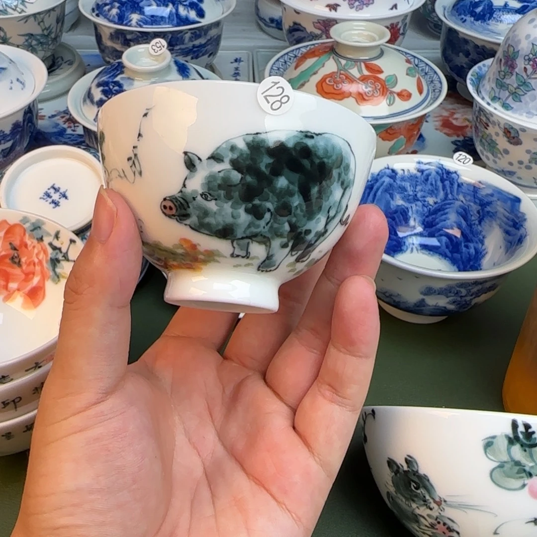 彦祖纯手工手绘茶具128