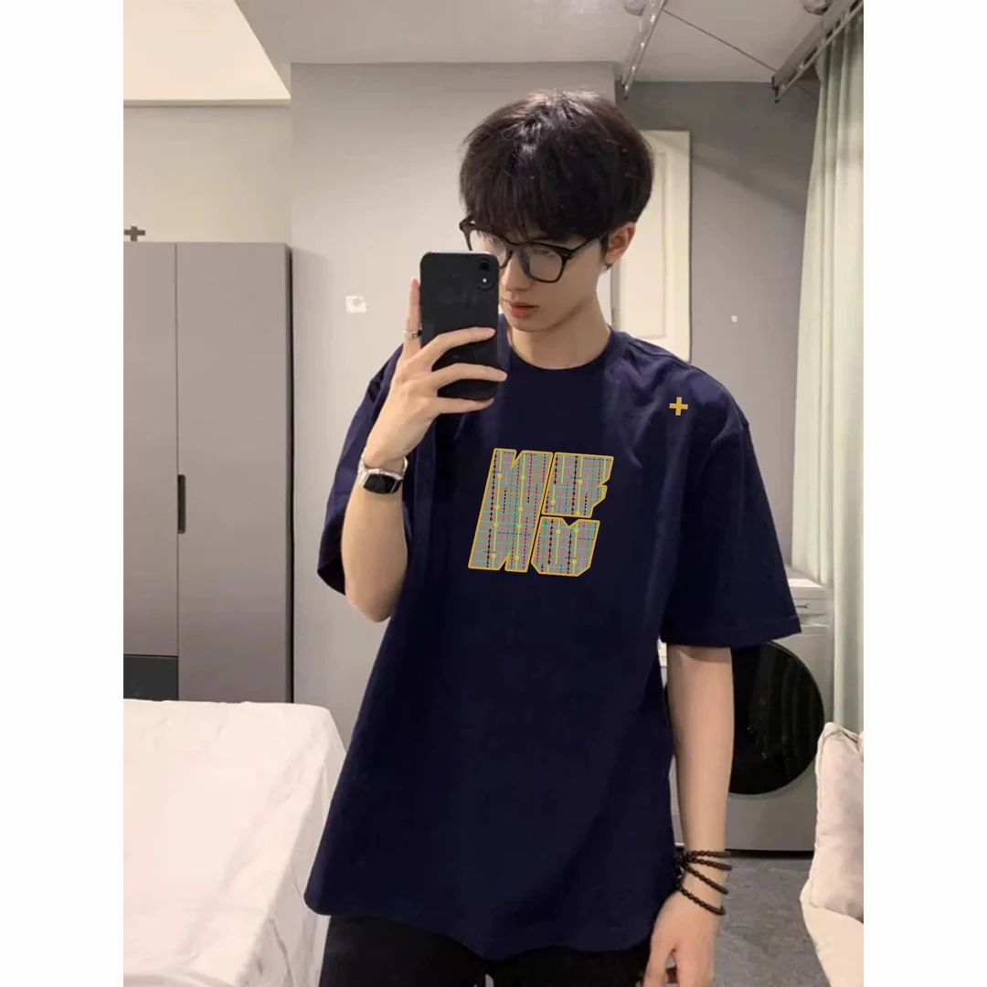 labzaa潮牌新款毛巾绣纯棉短袖T恤男女夏季小众宽松百搭情侣上衣