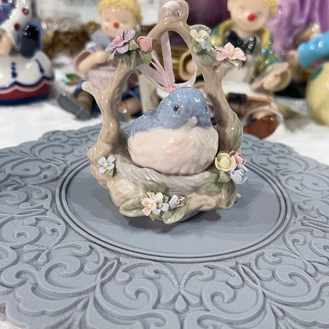 陶瓷0227经典小鸟花篮摆件