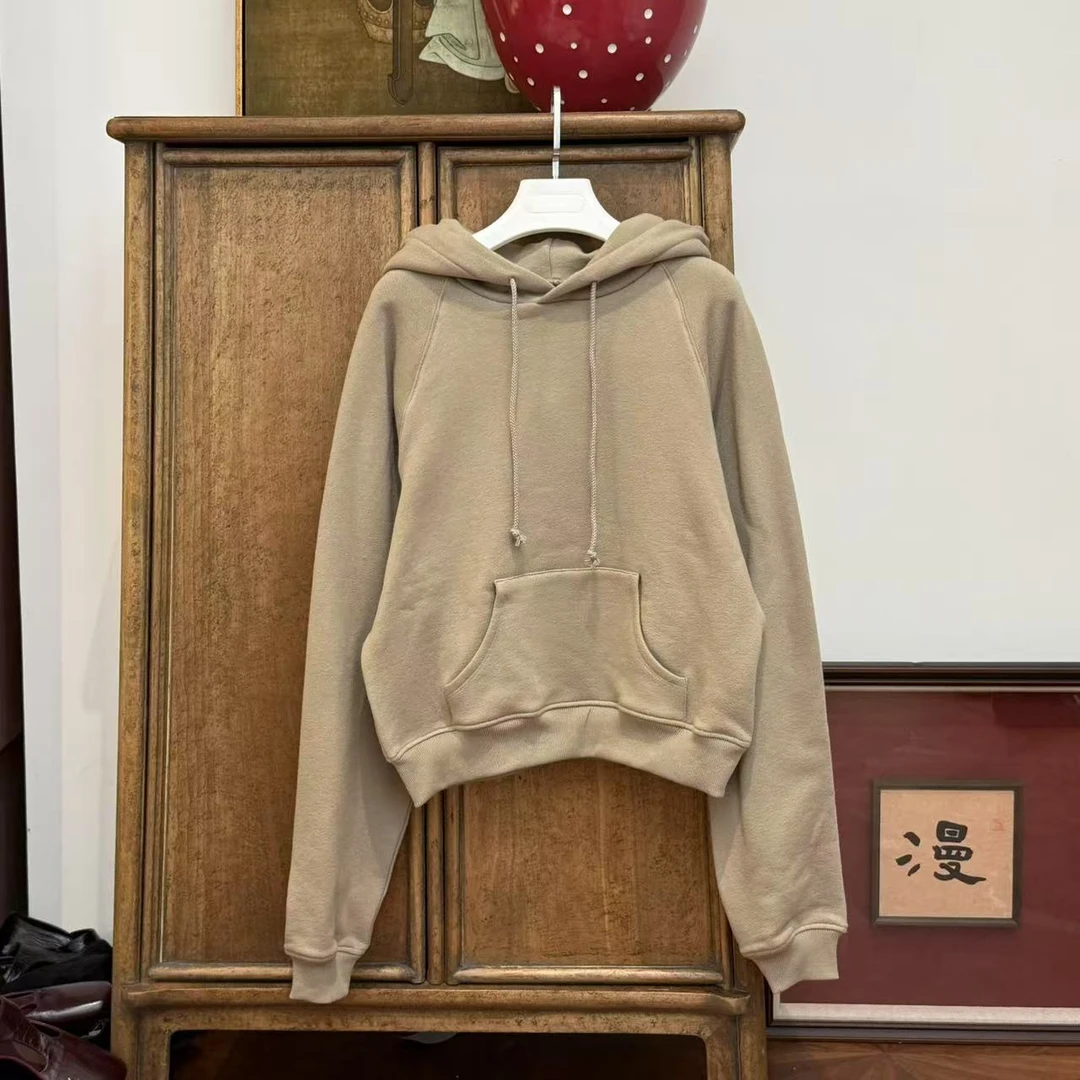 MYL2025年春季新款纯棉咖绿连帽卫衣休闲百搭时尚抽绳纯色卫衣