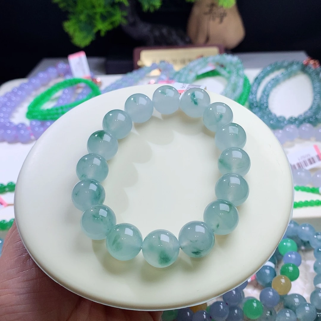 未镶嵌手串翡翠卡13mm小高冰起胶 晴底飘花