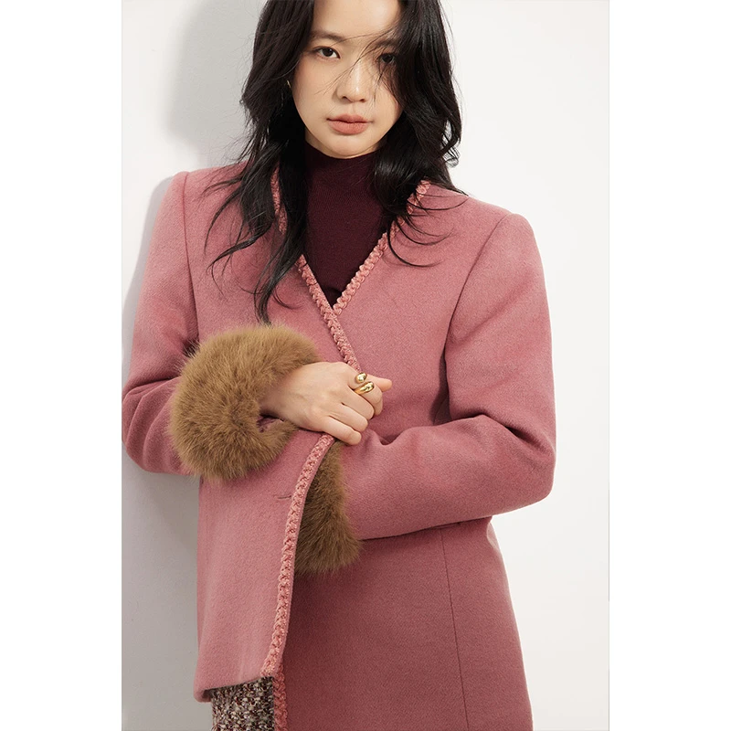 【ALONE SAVOR】粉雾弥漫（no退no换）羊毛混纺贵气毛呢外套W178